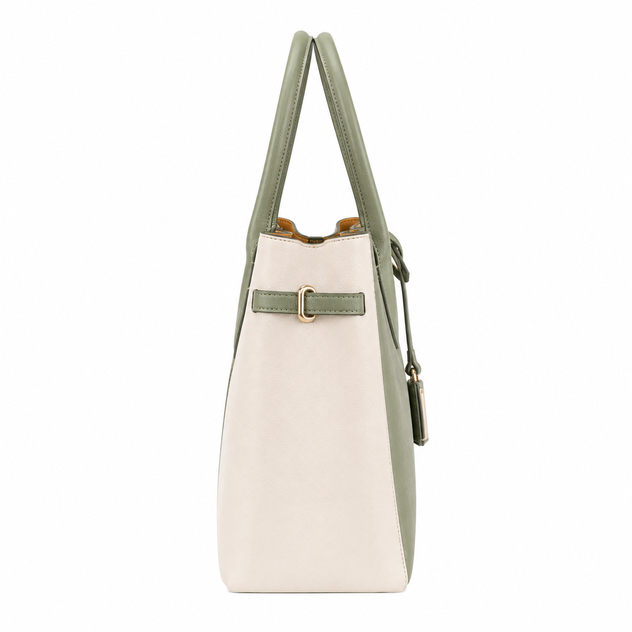 Elanura Women's White & Sage Green Leather Tote Handbag