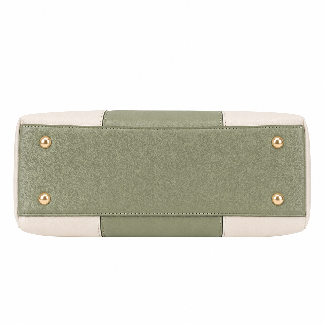 Elanura Women's White & Sage Green Leather Tote Handbag